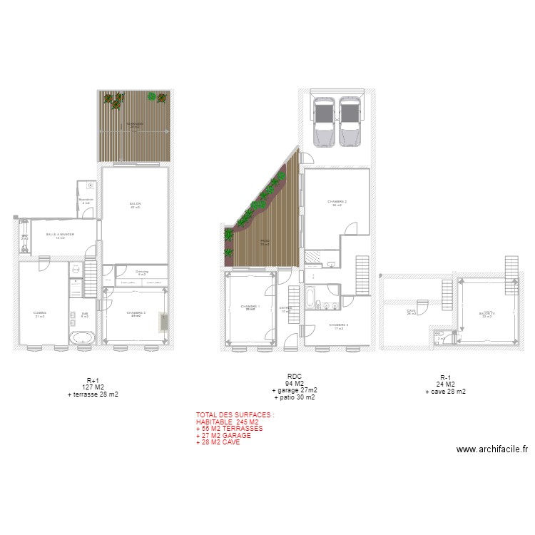 PELLEPORT agencement 4 chambres V1. Plan de 0 pièce et 0 m2