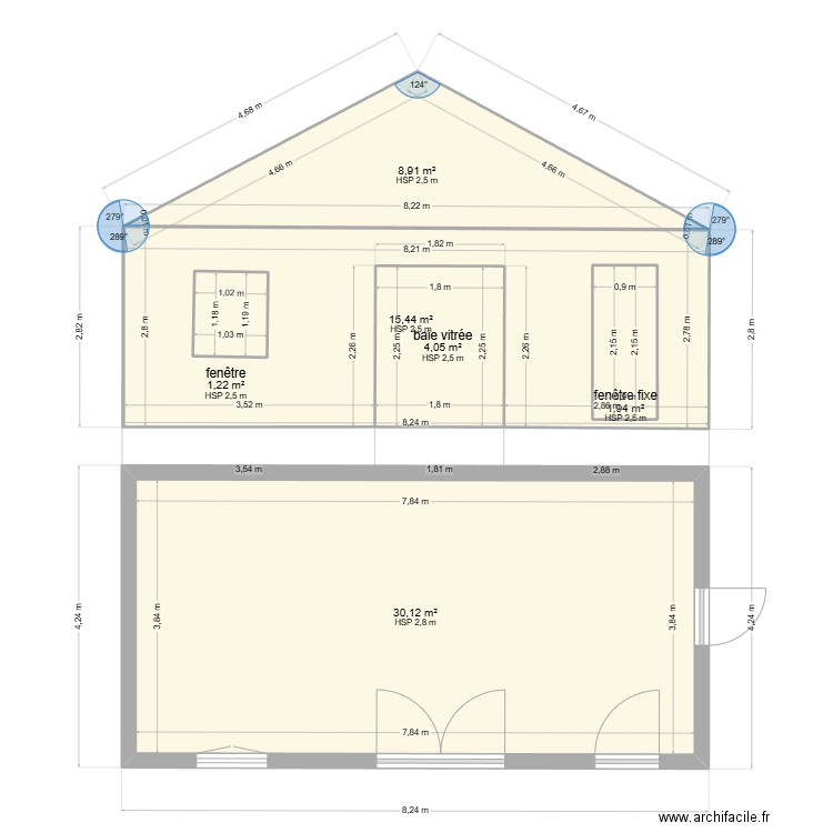 toiture essai. Plan de 6 pièces et 65 m2
