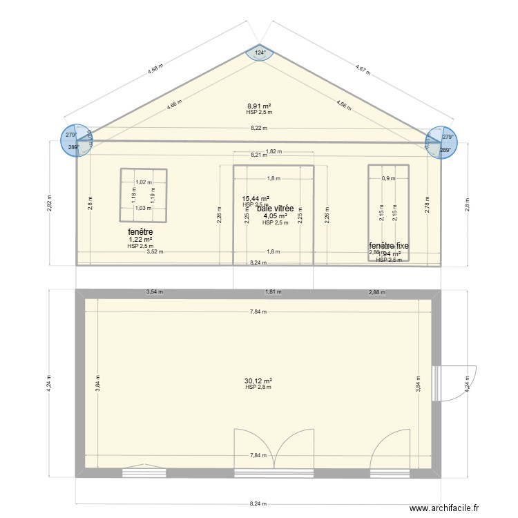 toiture essai. Plan de 7 pièces et 77 m2