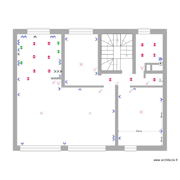 1er 2 ème étage Théodore électricité. Plan de 1 pièce et 68 m2