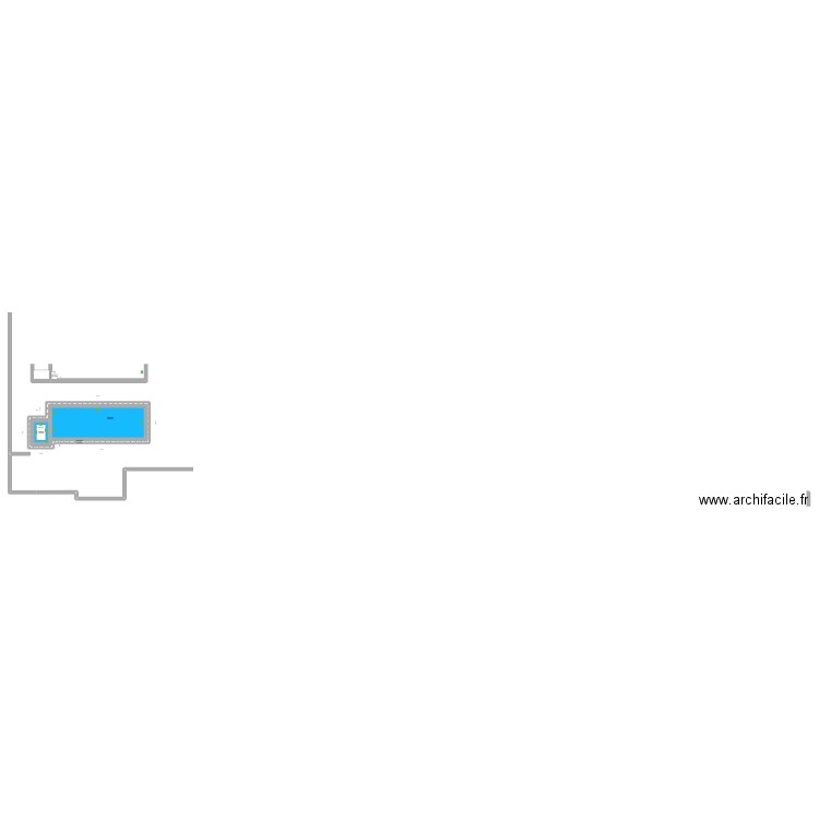 piscine. Plan de 3 pièces et 70 m2