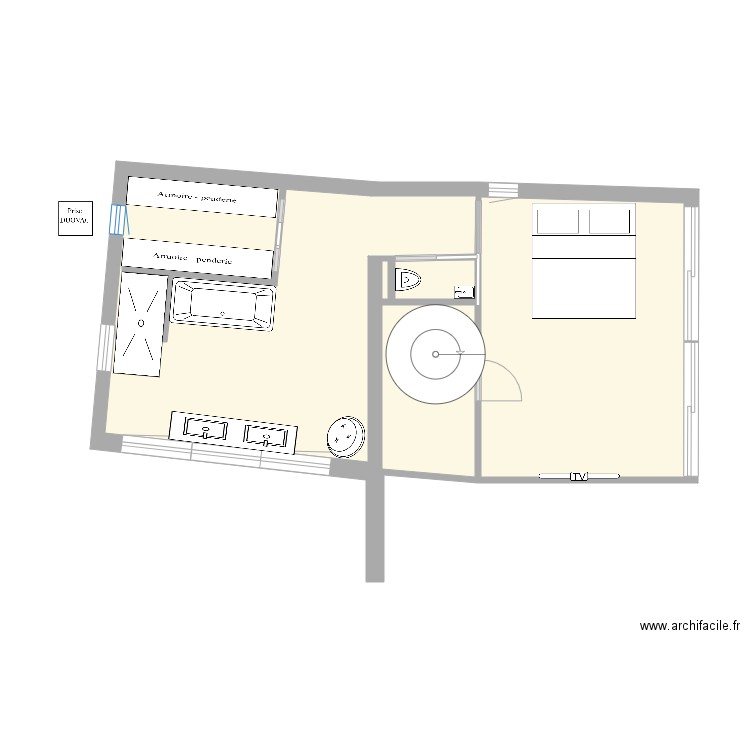 Bartole Master suite. Plan de 4 pièces et 43 m2