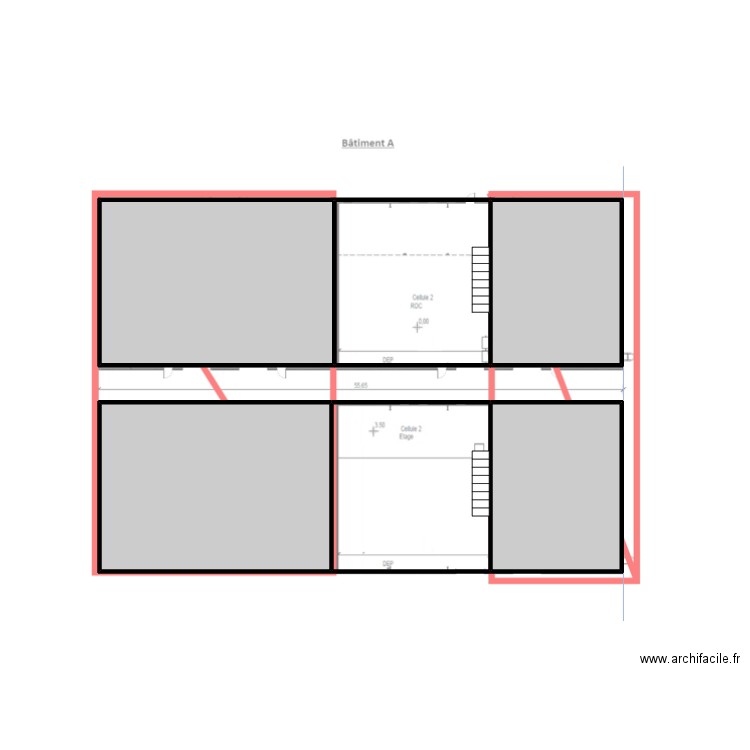 46485 croquis BAT A RDC et 1er étage. Plan de 6 pièces et 64 m2