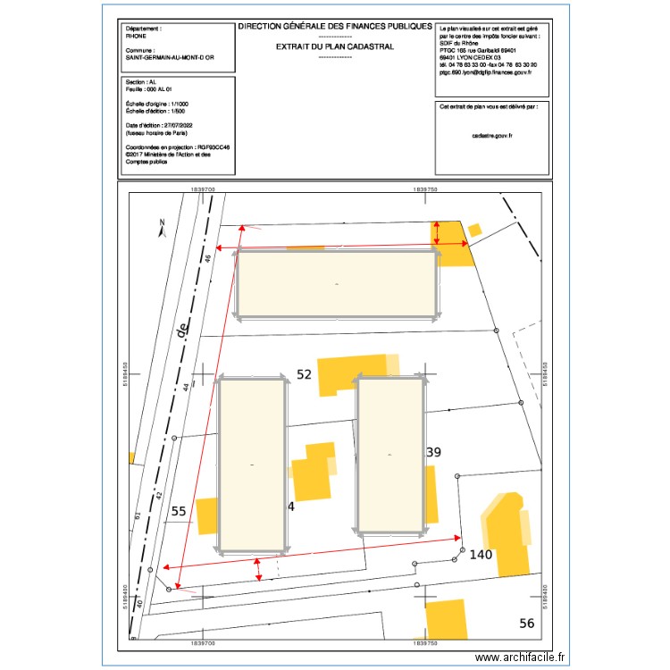 saint germain au mont d'or initial. Plan de 3 pièces et 1704 m2