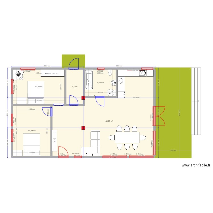 90-3 Можайск. Plan de 7 pièces et 104 m2