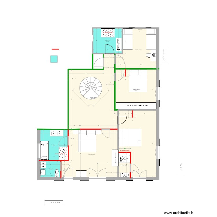 Chambre lit centrale V11. Plan de 0 pièce et 0 m2