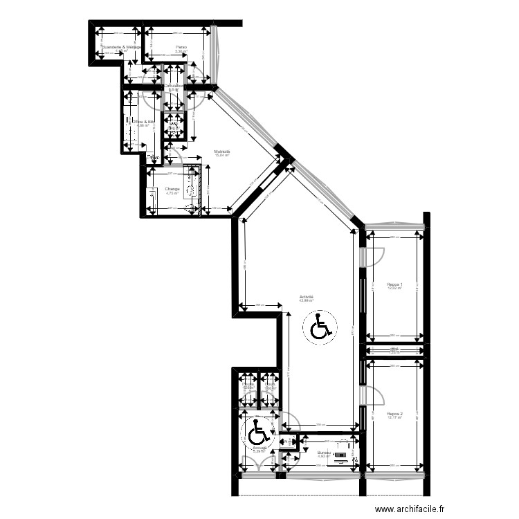 92 Nanterre 118 Salvador Projet JORDAN Vx. Plan de 15 pièces et 119 m2