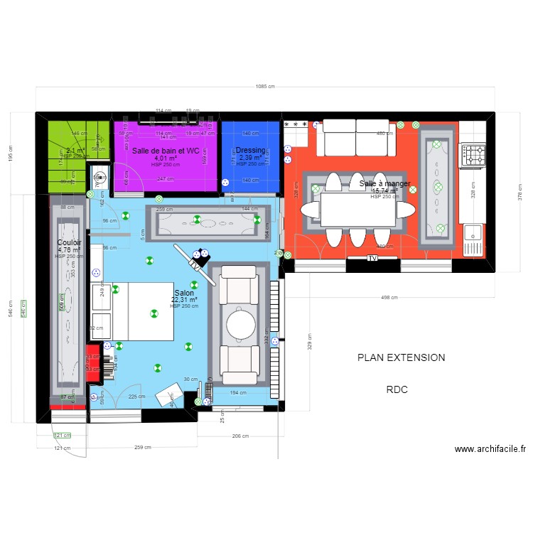 RDC  FUTUR. Plan de 8 pièces et 51 m2