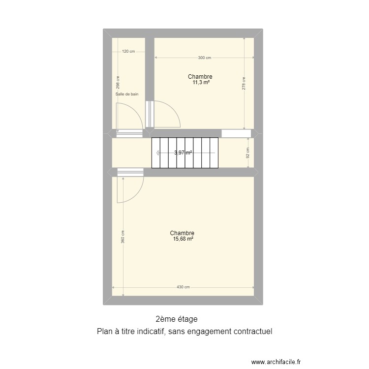 clinique 21 deuxième étage . Plan de 3 pièces et 31 m2