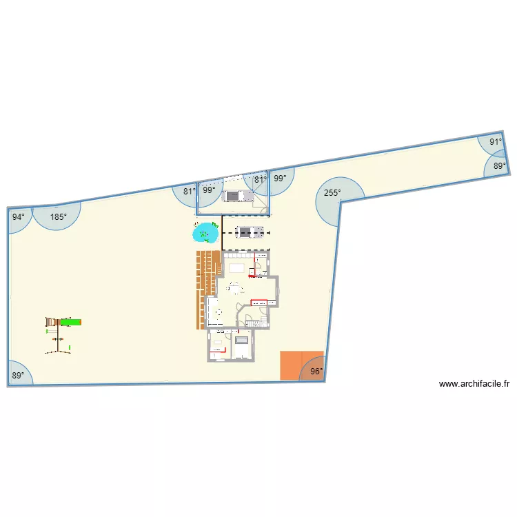 PLAN MAISON RDC PLESTAN plus garage et pergola. Plan de 