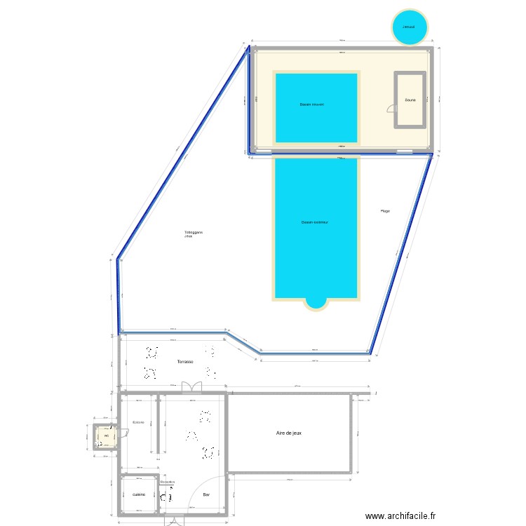 restauraurant - espace aquatique. Plan de 6 pièces et 757 m2