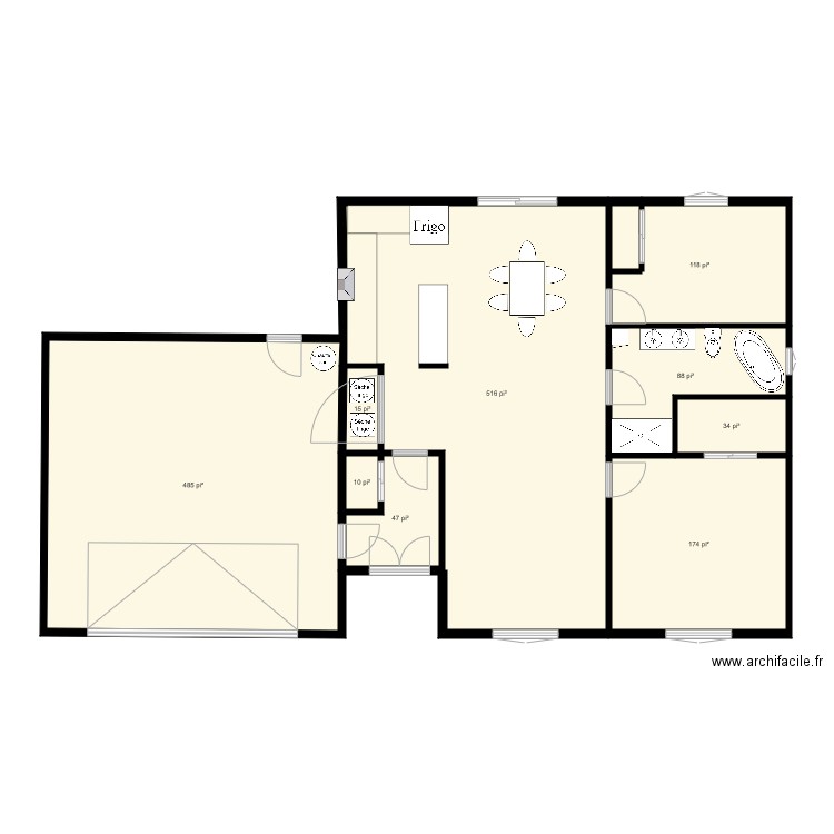 maison sur dalle de béton. Plan de 0 pièce et 0 m2