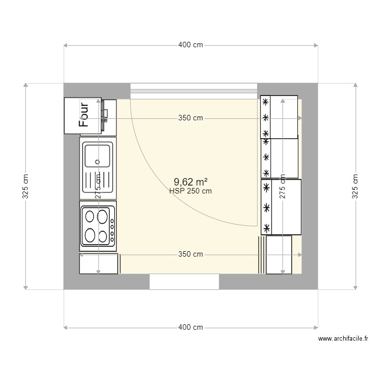 MB20 Cuisine. Plan de 1 pièce et 10 m2