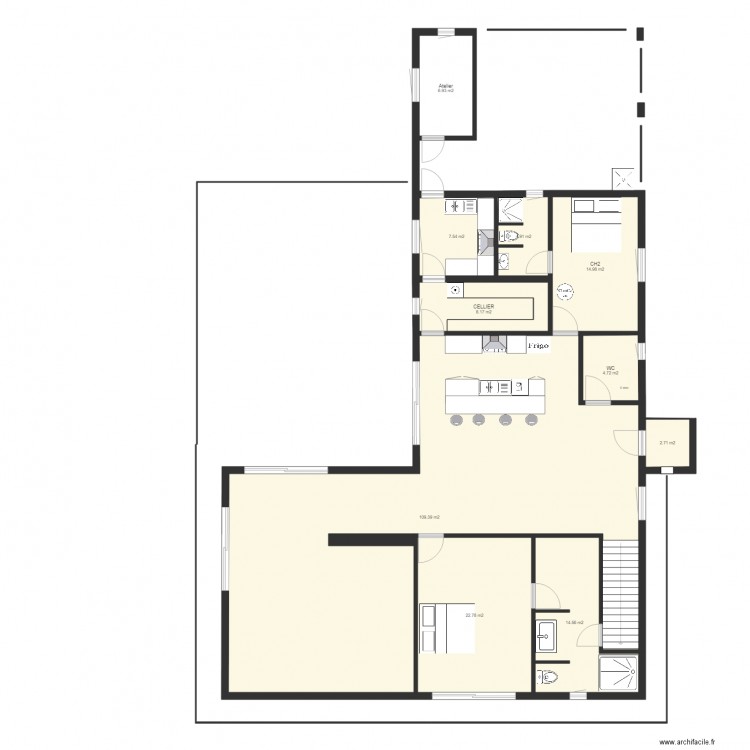 RDC WARANG 2. Plan de 10 pièces et 197 m2