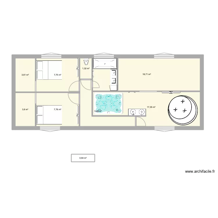 PROJET MAISON 1ER. Plan de 9  et 66 m²