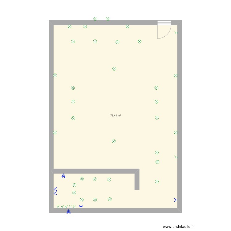 Resto stage. Plan de 1 pièce et 76 m2