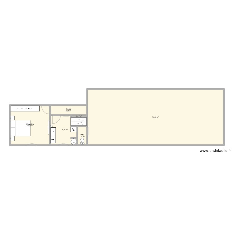 matt. Plan de 6 pièces et 103 m2