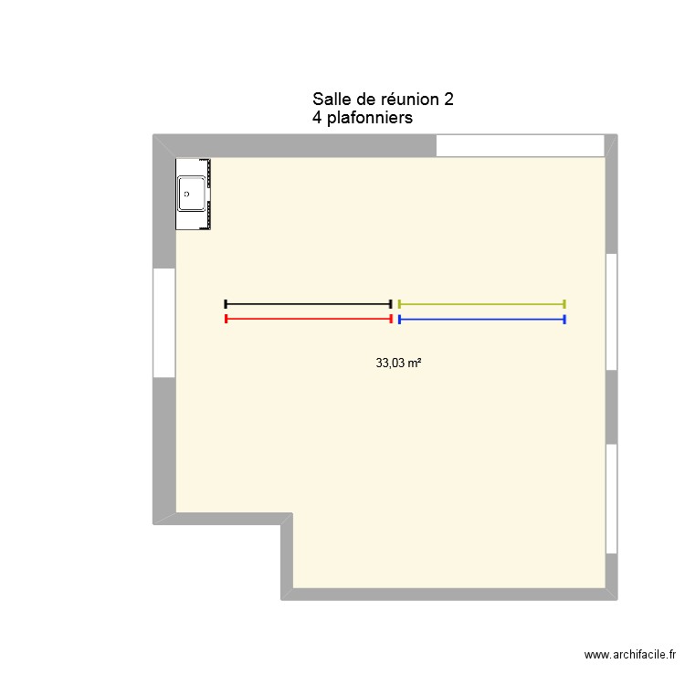 salle de réunion 2 plafonnier. Plan de 1 pièce et 33 m2