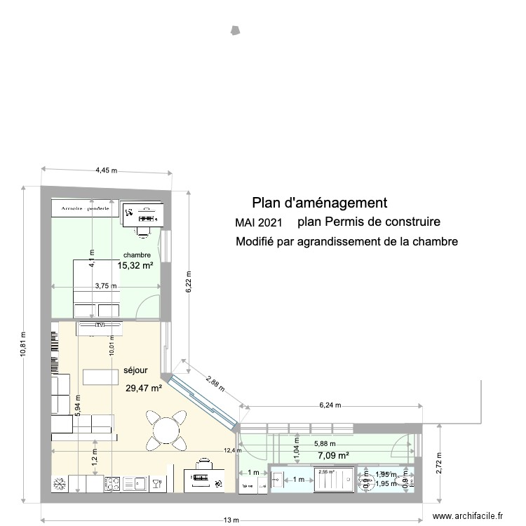 Plan extension mai modifié . Plan de 0 pièce et 0 m2