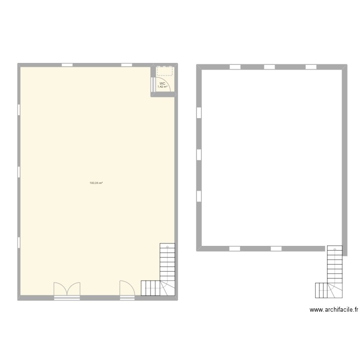 MAGASIN SFAX. Plan de 2 pièces et 101 m2