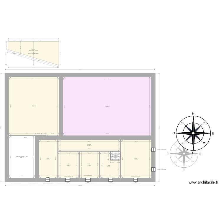 DOUCHOUX (le bon). Plan de 16 pièces et 609 m2