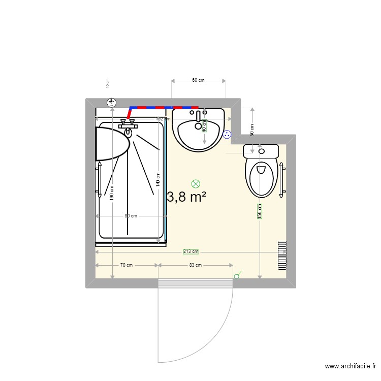 ALIMI Agron rénové. Plan de 1 pièce et 4 m2