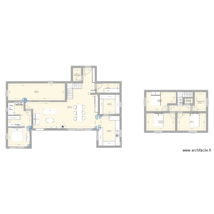 projet maison 3. Plan de 13 pièces et 166 m2