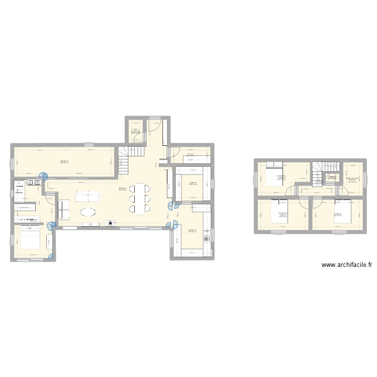 projet maison 3. Plan de 13 pièces et 166 m2