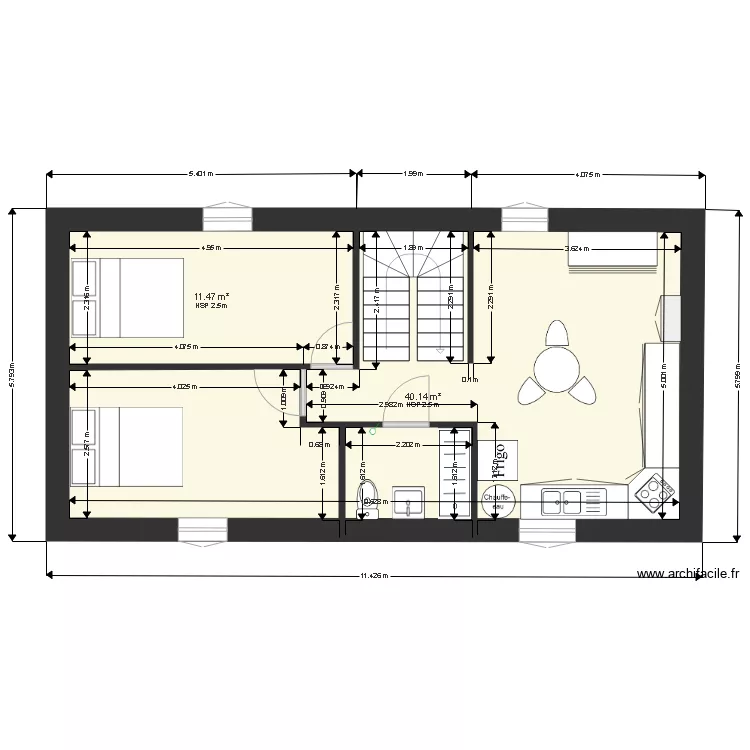 1 etage installation meubles et sanitaires . Plan de 