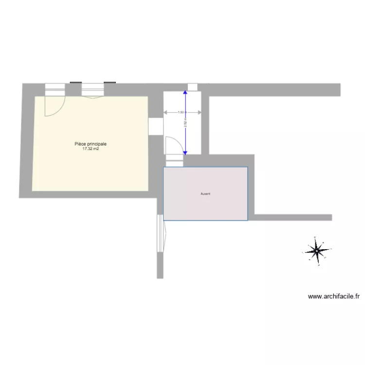 Existant avant travaux avec auvent. Plan de Existant avant travaux avec auvent. Plan de