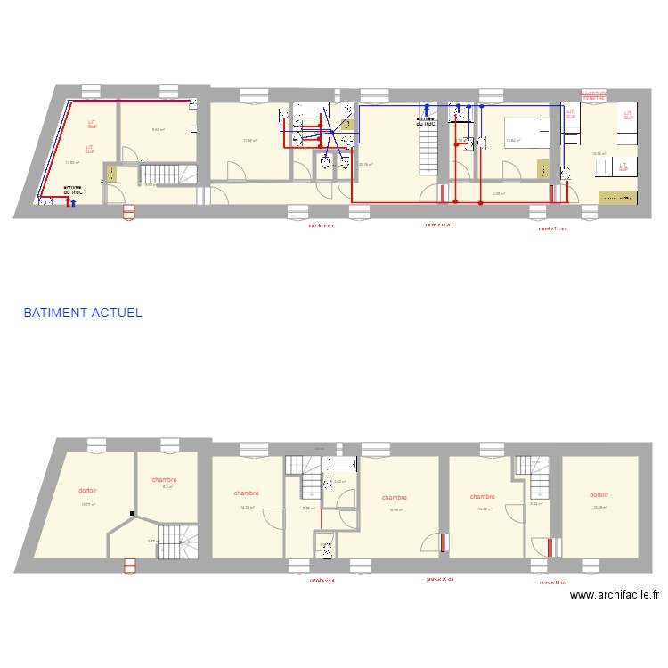 Plomberie étage. Plan de 0 pièce et 0 m2