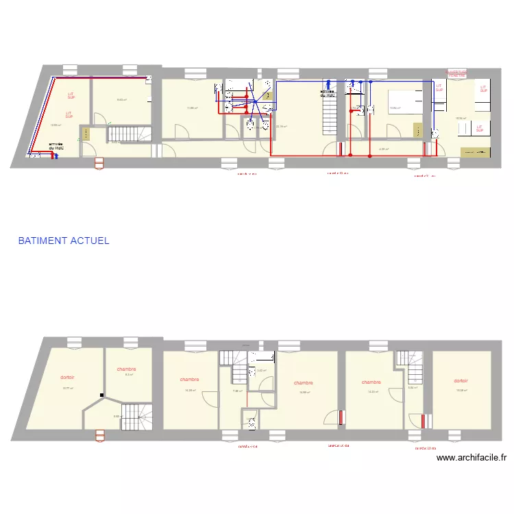Plomberie &eacute;tage. Plan de 