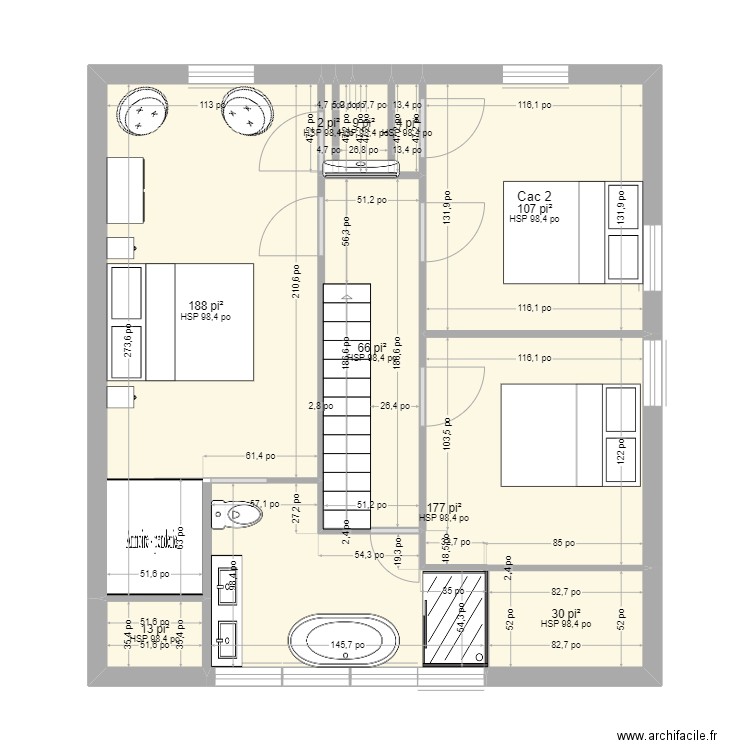 Tremblant chambres à coucher 2. Plan de 9 pièces et 55 m2