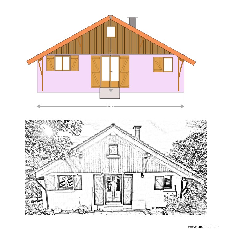 Facade cote extension. Plan de 0 pièce et 0 m2