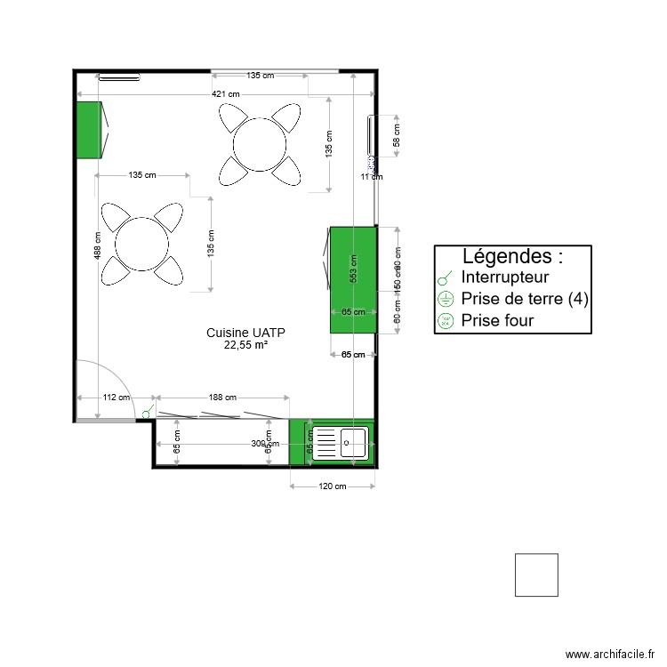 Propositionde de réaménagement cuisine UATP. Plan de 0 pièce et 0 m2