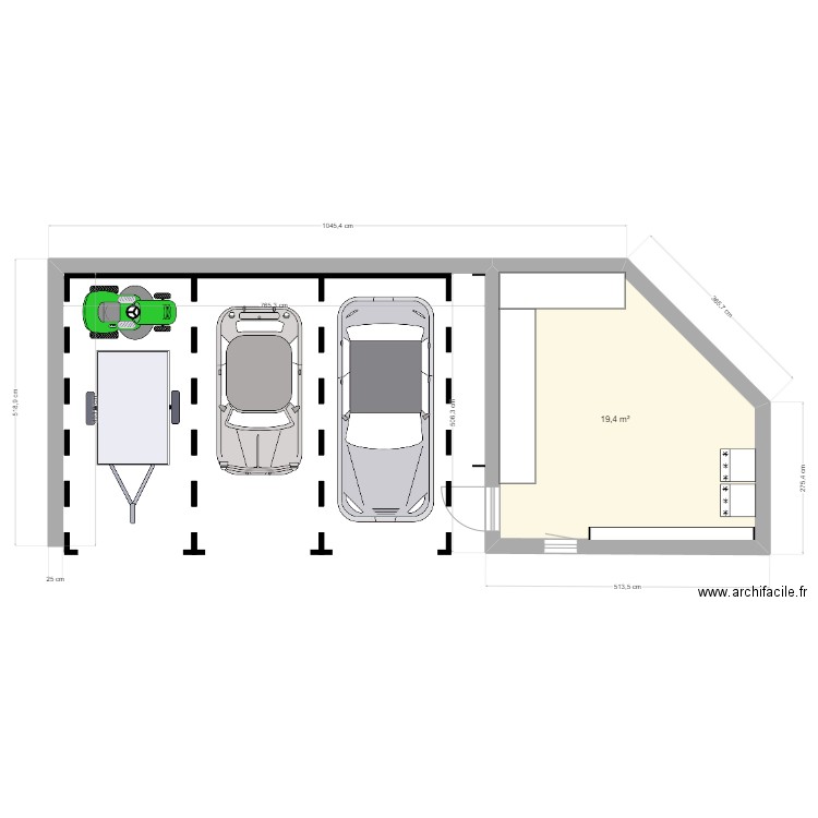 Garage et atelier. Plan de 0 pièce et 0 m2