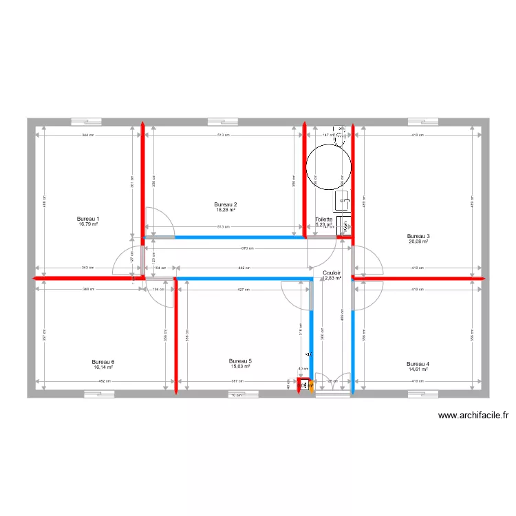 Ancien bureau V4 1 alarme. Plan de 
