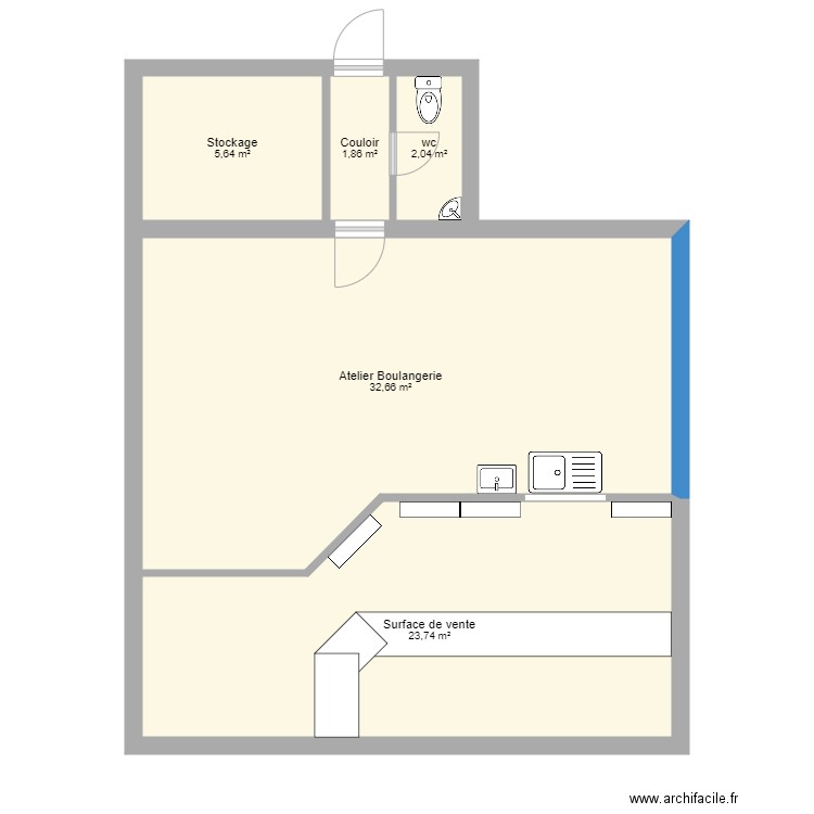 Boulangerie. Plan de 0 pièce et 0 m2