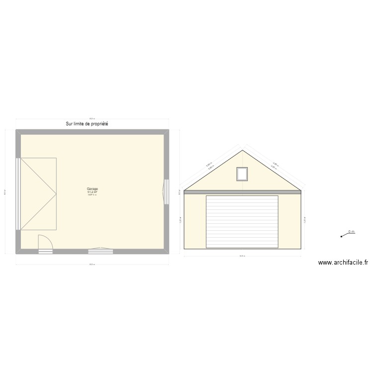 garage bas . Plan de 2 pièces et 105 m2