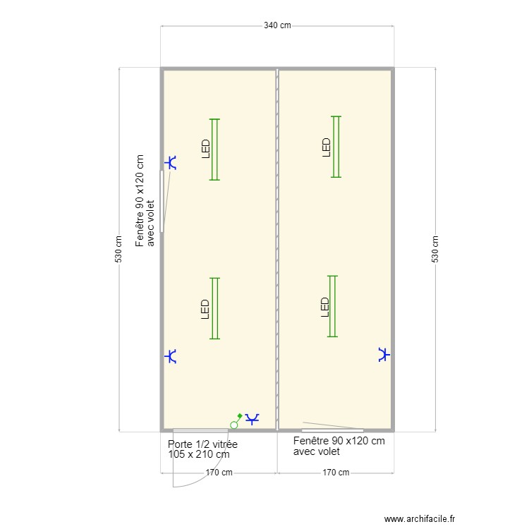 U liège. Plan de 2 pièces et 17 m2