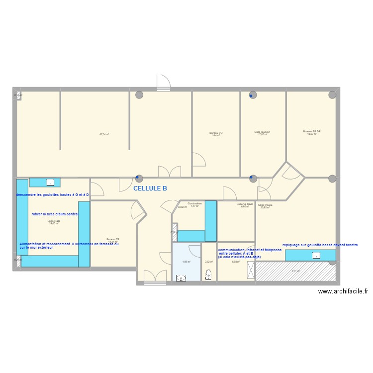 Cellule B - ELECTRICITE. Plan de 17 pièces et 261 m2