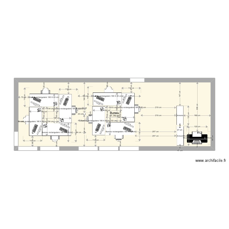 Bureau 1 : Ilot de 4. Plan de 0 pièce et 0 m2