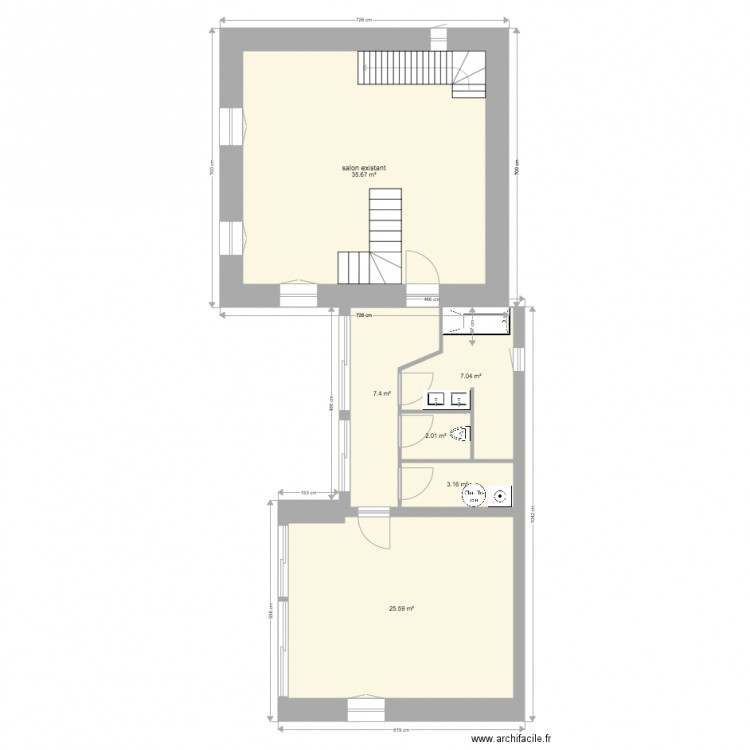 salon1avec extention. Plan de 0 pièce et 0 m2