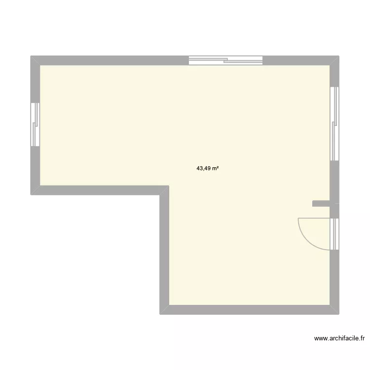 szalon. Plan de 1  et 43 m²