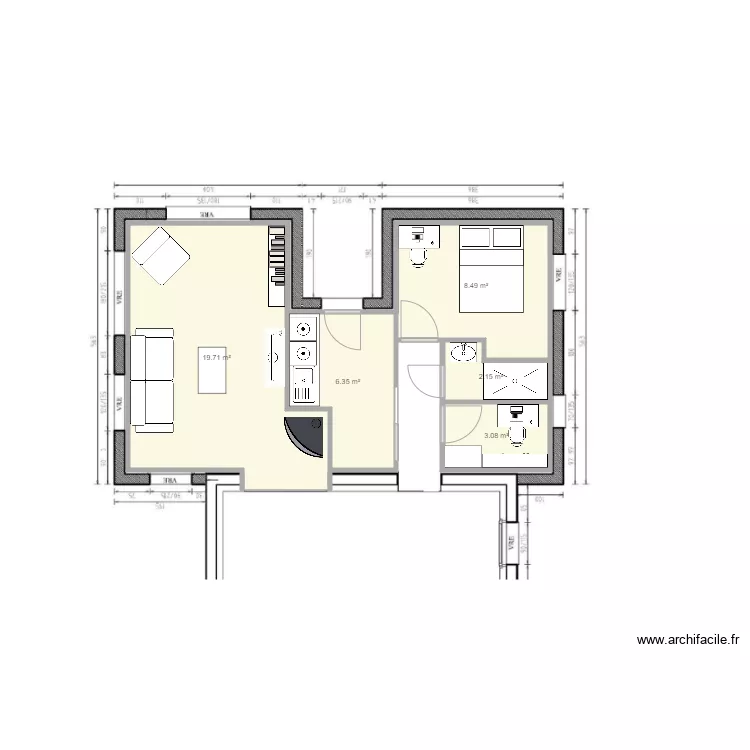 Touze Sebastion sdb. Plan de 