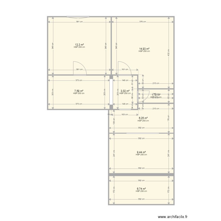 ETAGE DEPENDANCE. Plan de 8 pièces et 63 m2