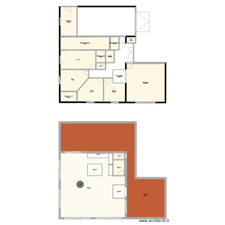 Projet rénovation def. Plan de 23 pièces et 310 m2