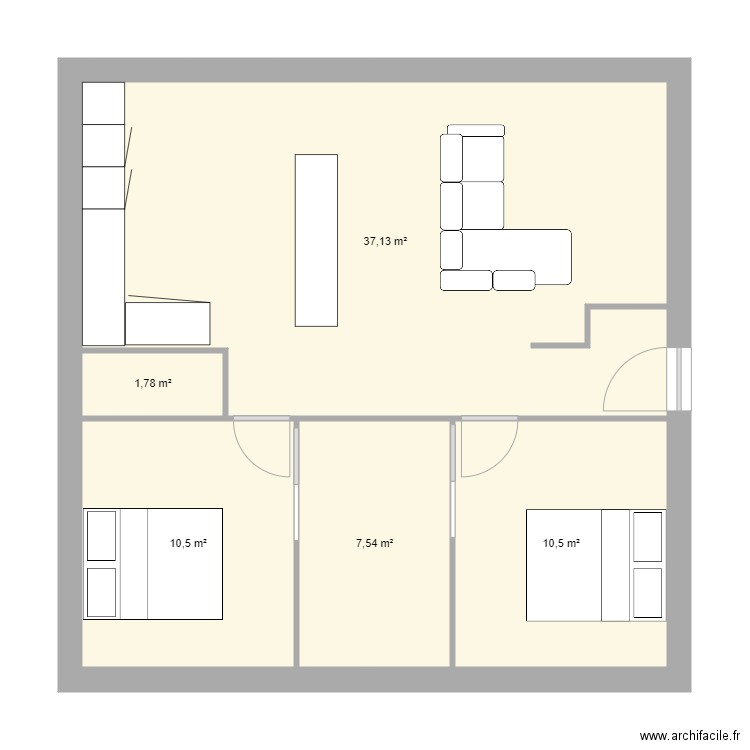 maison Povo. Plan de 5 pièces et 67 m2