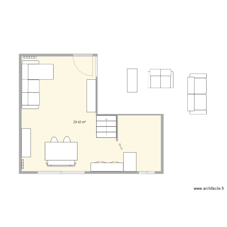 Caroline et Laure bis. Plan de 1 pièce et 29 m2