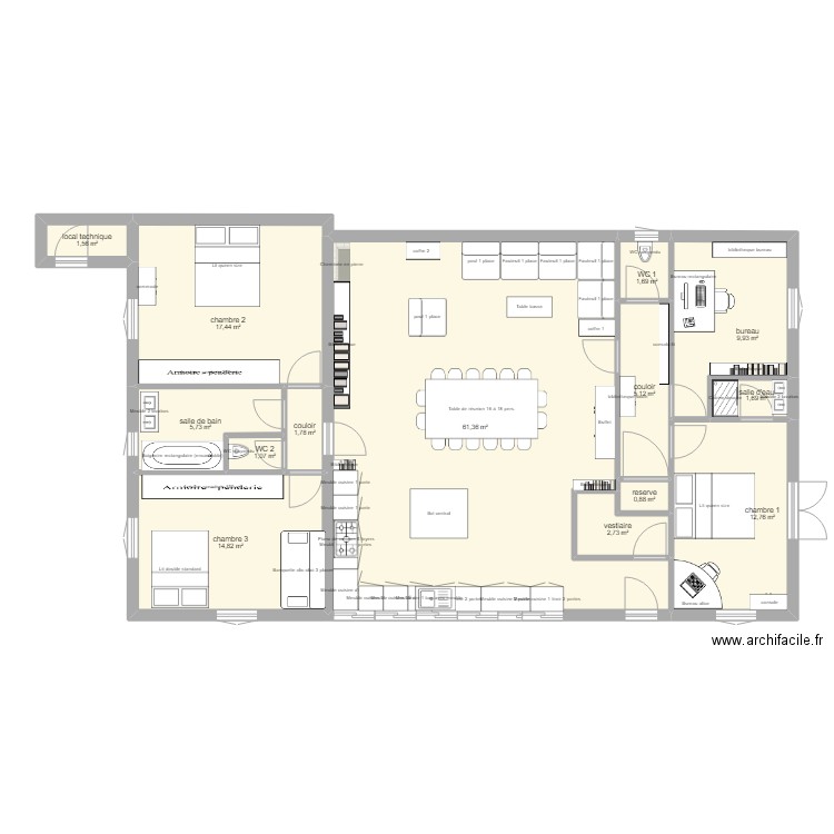 salagou2. Plan de 14 pièces et 139 m2